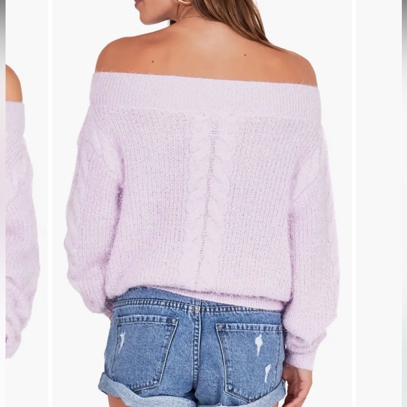 Amuse Society Miraflores Off the Shoulder Sweater in Lilac - Picture 2 of 7